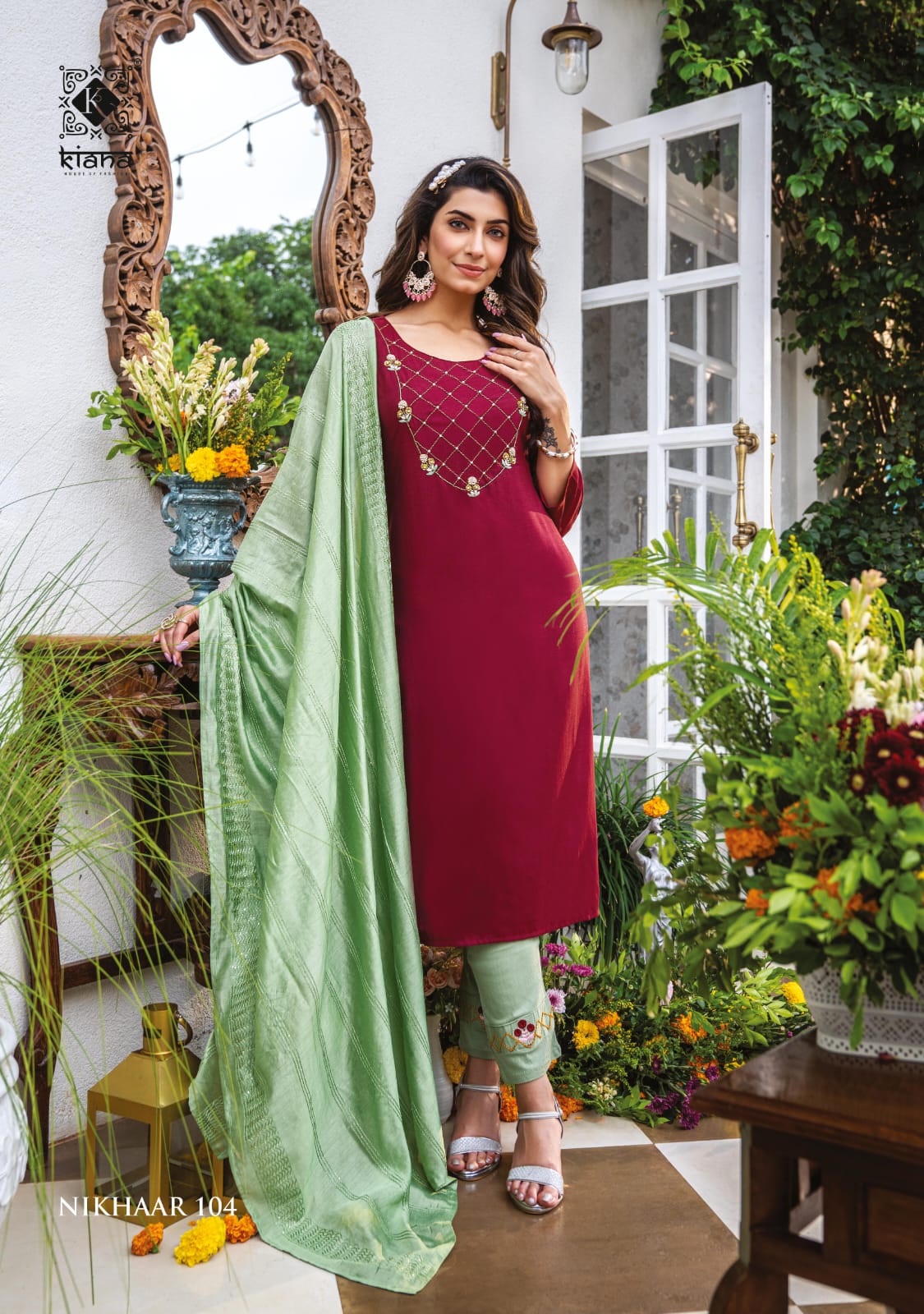 Kiana Nikhaar Festival Wear Wholesale Kurti Pant And Dupatta Collection
